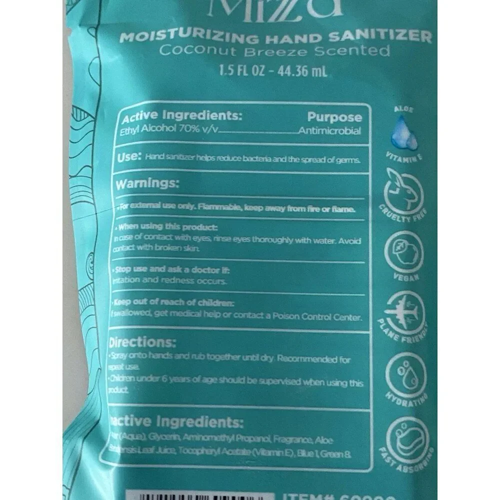 Mizzz’d Scented Hand Sanitizer Spray 1.5 Fl Oz Coconut‎ Breeze Moisturizing NEW